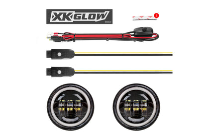 XKChrome RGB-LED-Lauflicht-Kit: Harley 4,5 Zoll (Chrom mit Controller)