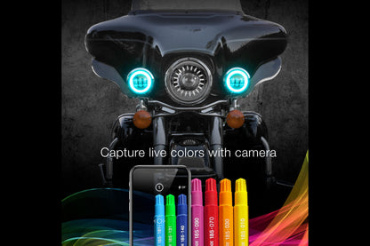 XKChrome RGB-LED-Lauflicht-Kit: Harley 4,5 Zoll (Chrom mit Controller)