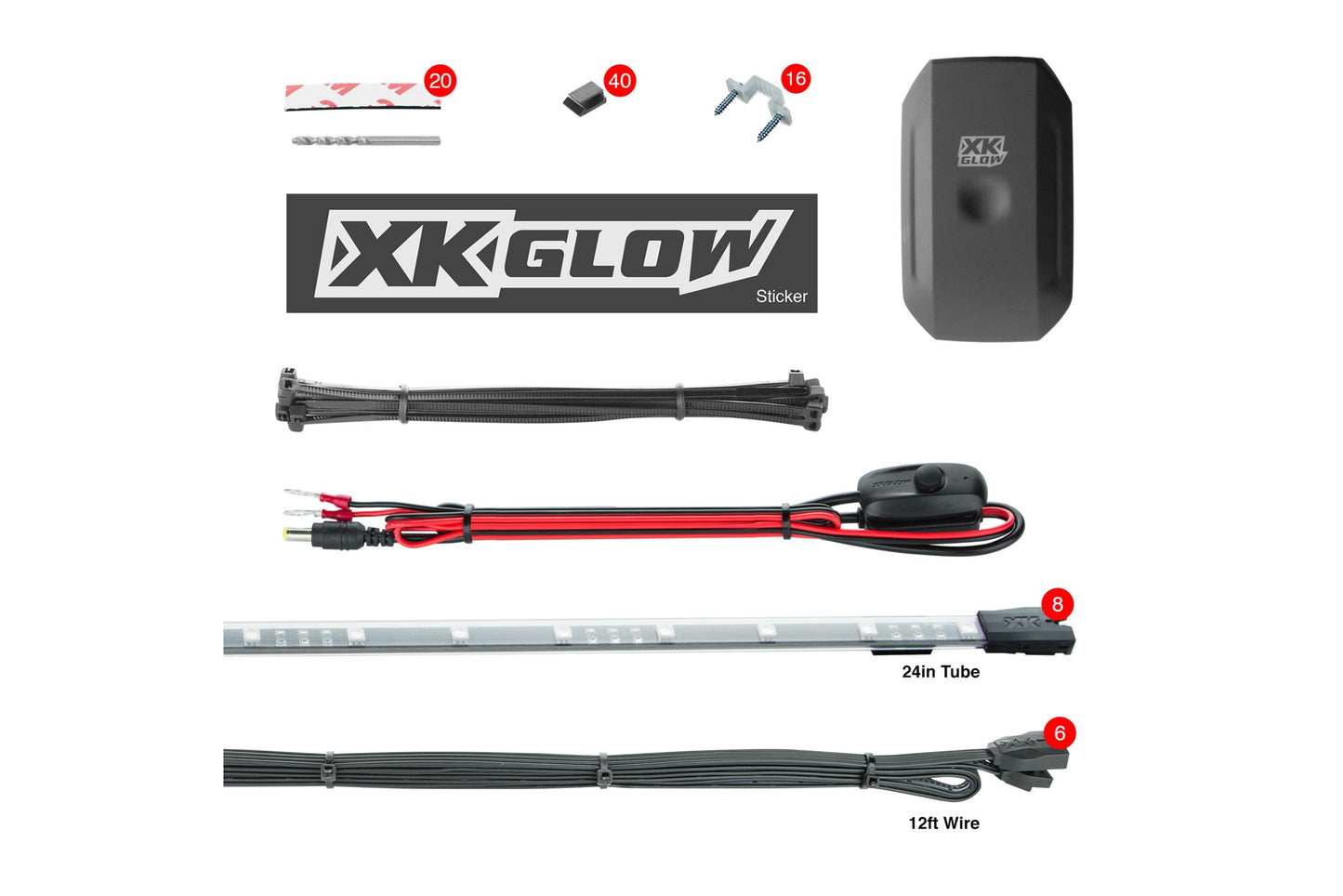 XKChrome RGB LED Underglow Kit: 8x 24in, 6x 10in Tubes