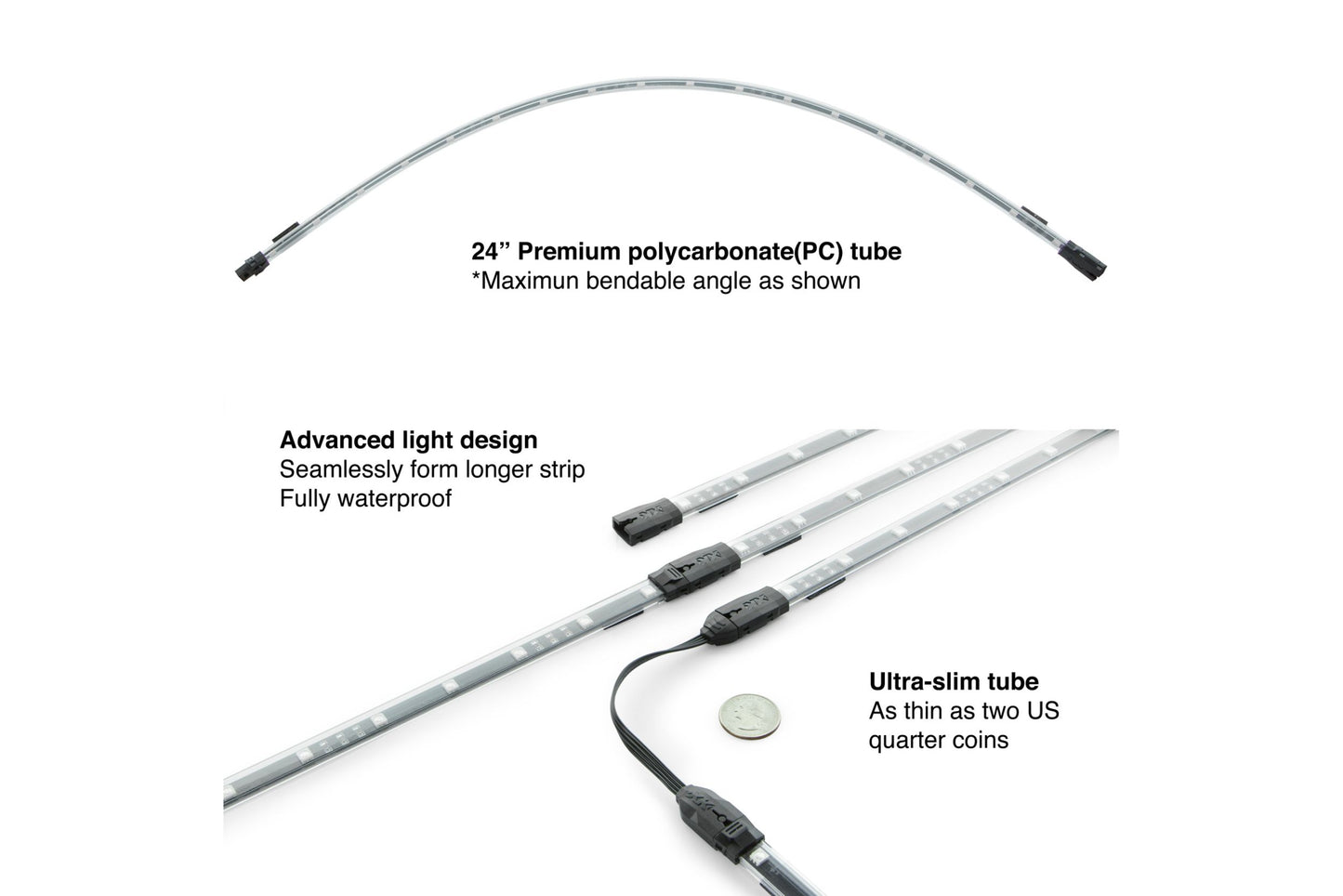 XKChrome RGB LED Underglow Kit: 8x 24in Tubes