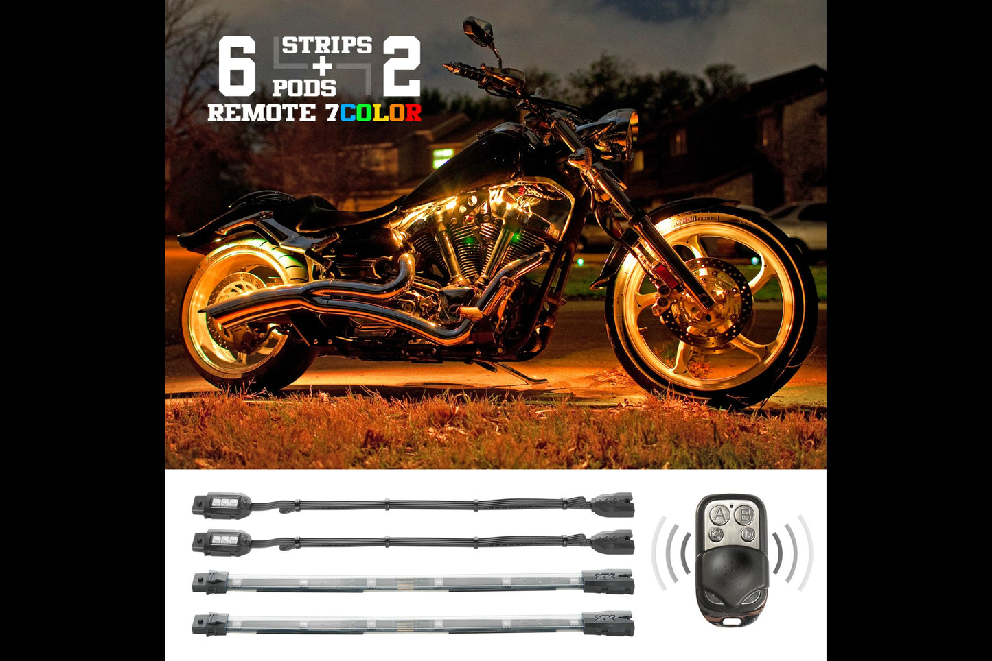 XKGlow Accent Light Kit: 7-Color RGB / 8x Pods, 4x 10in Strips