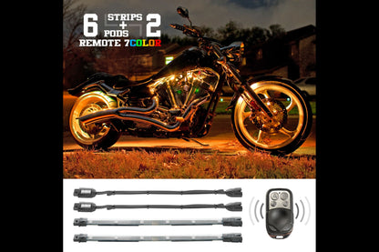 XKGlow Accent Light Kit: 7-Color RGB / 8x Pods, 4x 10in Strips