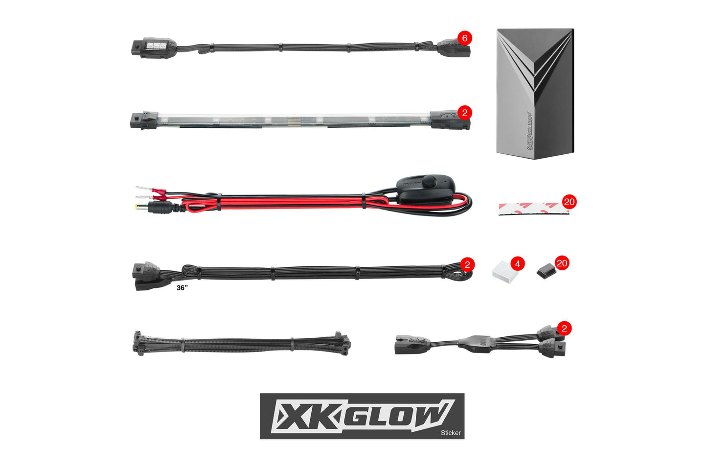 XKGlow Accent Light Kit: 7-Color RGB / 6x Pods, 2x 10in Strips