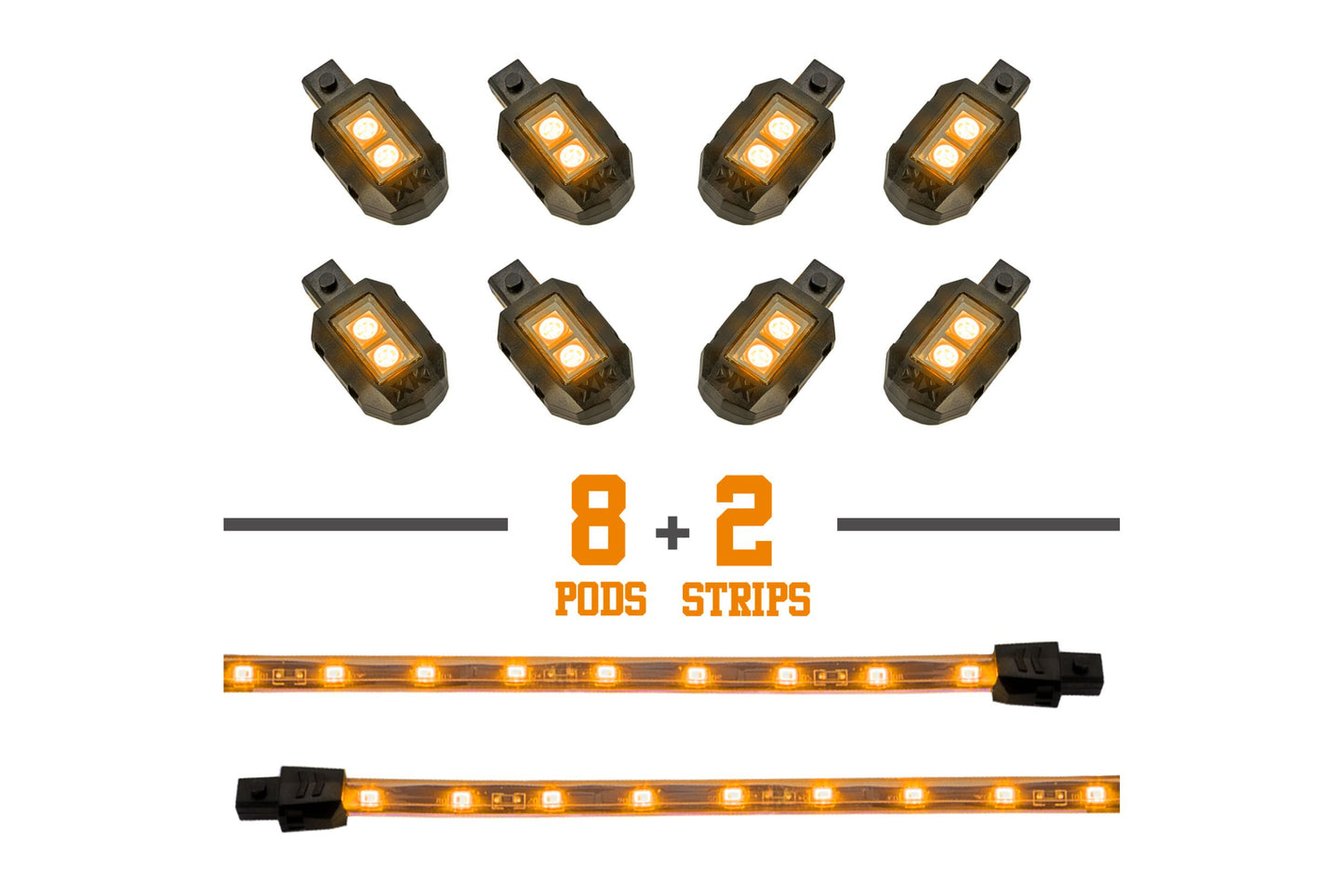 XKGlow Accent Light Kit: Amber / 10x Pods, 4x 8in Strips