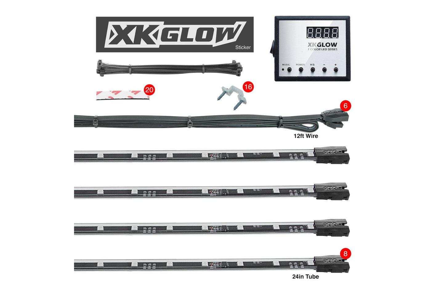 XKGlow Million Color RGB LED Tube: 12in