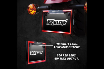 XKGlow Motorcycle Plate Frame: Chrome / White LEDs