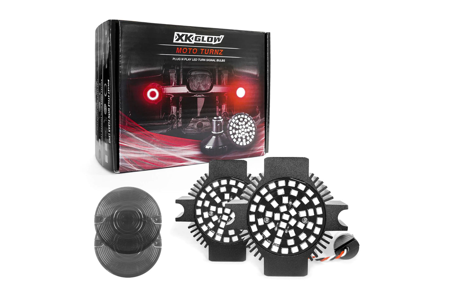XKGlow Motorcycle Turn Signal Kit: Rear / 1156 Flat / Smoked