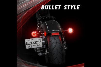 XKGlow Motorcycle Turn Signal Kit: Rear / Bullet / Clear