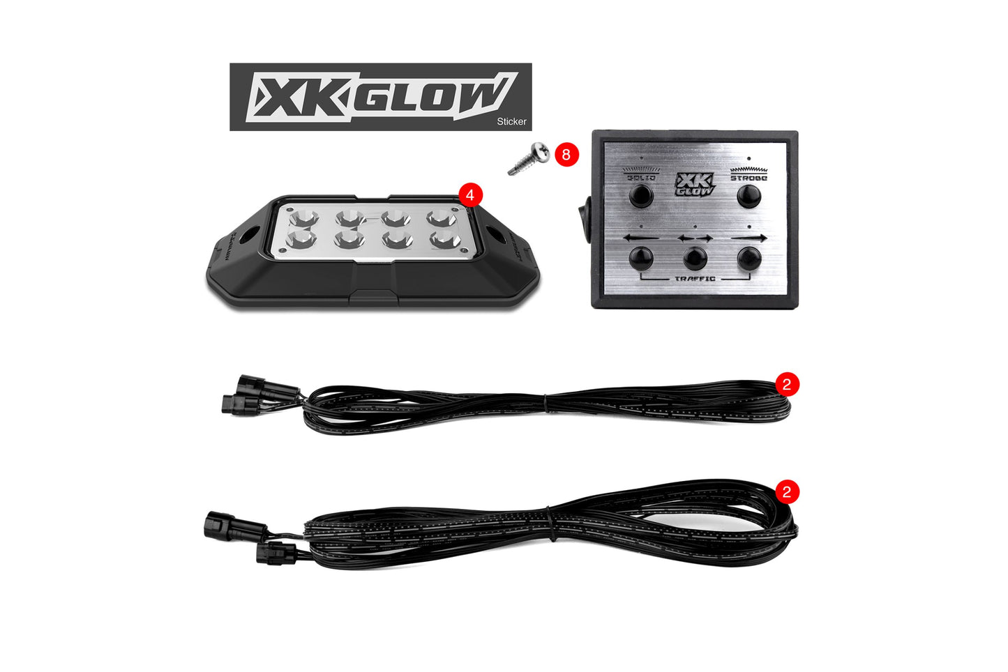 XKGlow Strobe Light Kit: 8x Pods / White + Amber