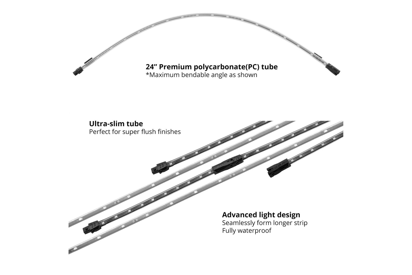 XKGlow Underglow Light Kit: Light Blue / 8x 24in, 4x 8in Tubes