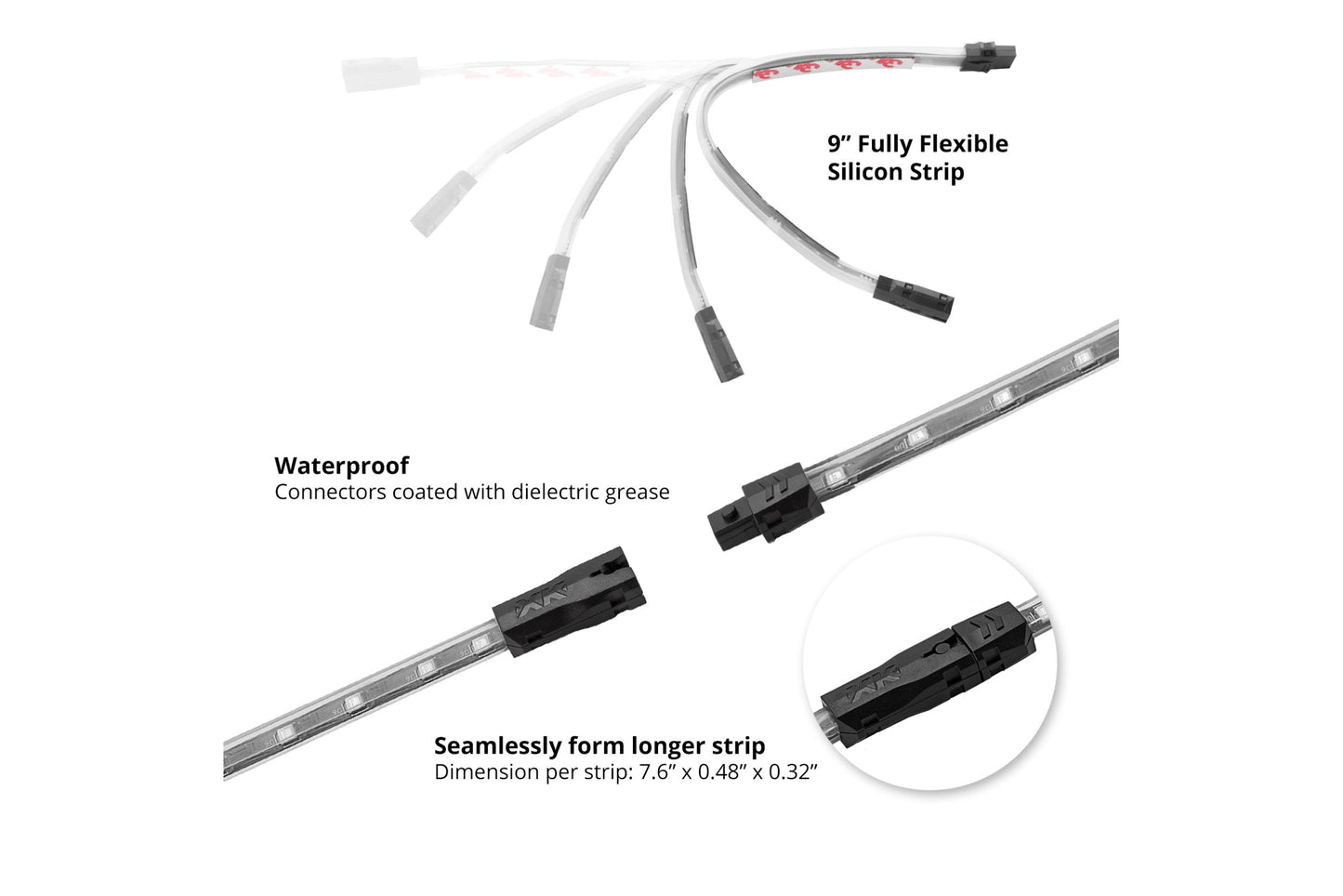 XKGlow Underglow Light Kit: Red / 8x 24in Tubes