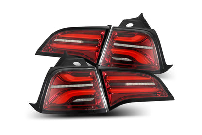 Luces LED traseras ARex Pro: Tesla Model 3 (17-22) / Model Y (con luces de giro rojas) (20-22) - Rojo