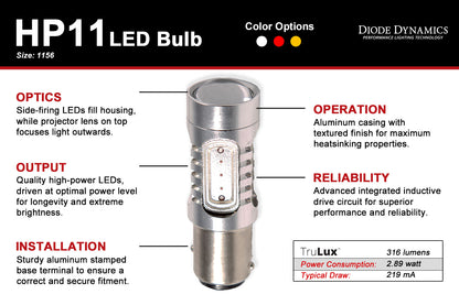 Bombilla LED 1156 HP11 LED ámbar Par de diodos dinámicos