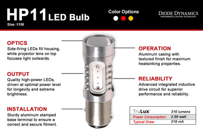 1156 LED Bulb HP11 LED Red Pair Diode Dynamics