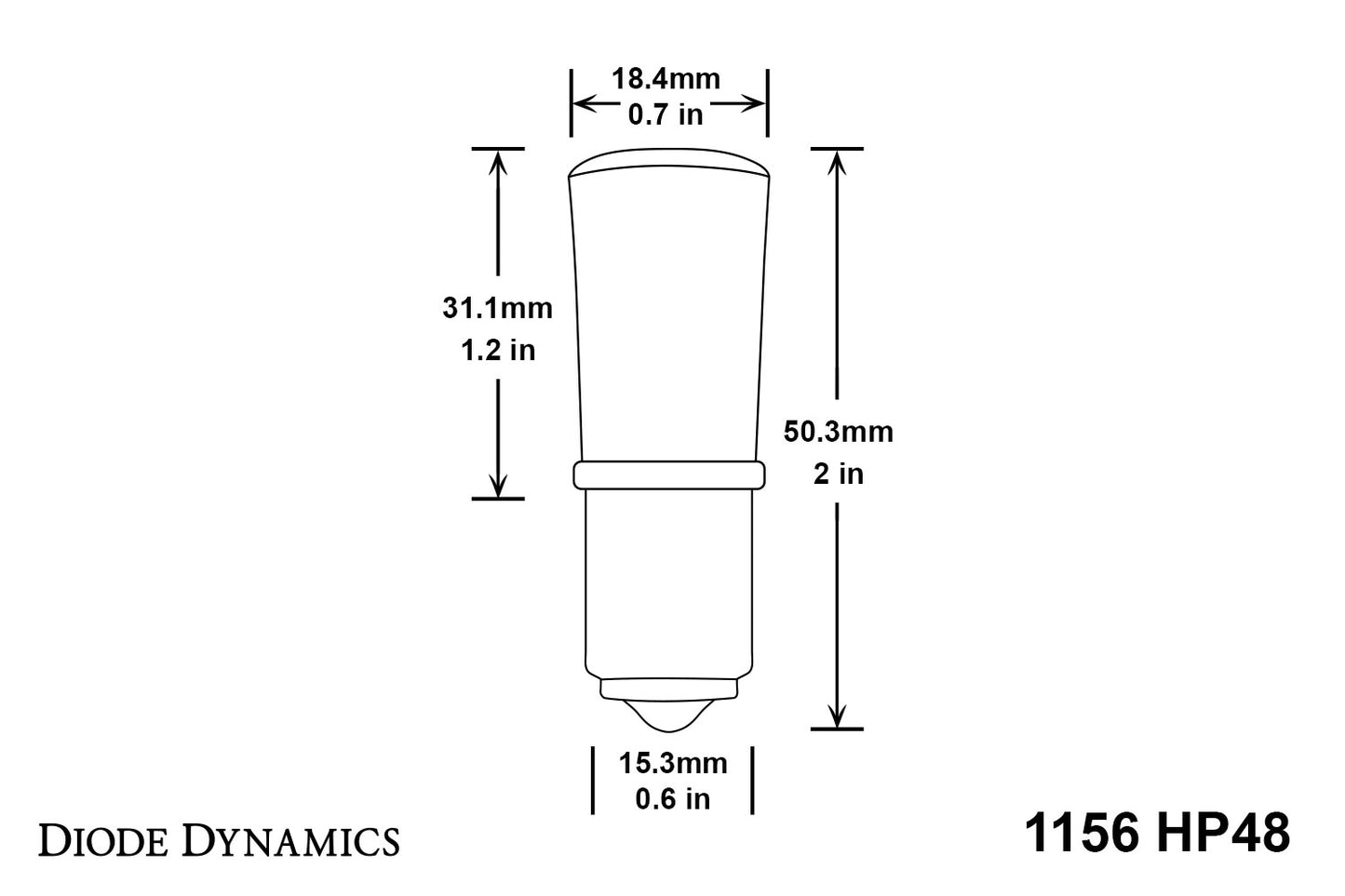 1156 LED Bulb HP48 LED Cool White Single Diode Dynamics