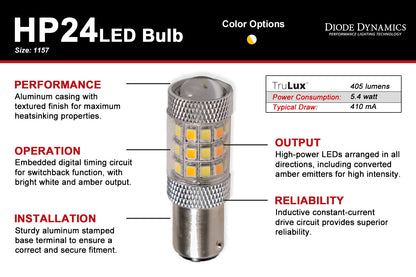 1157 LED-Lampe HP24 Zweifarbige LED Kaltweiß Paar Diodendynamik