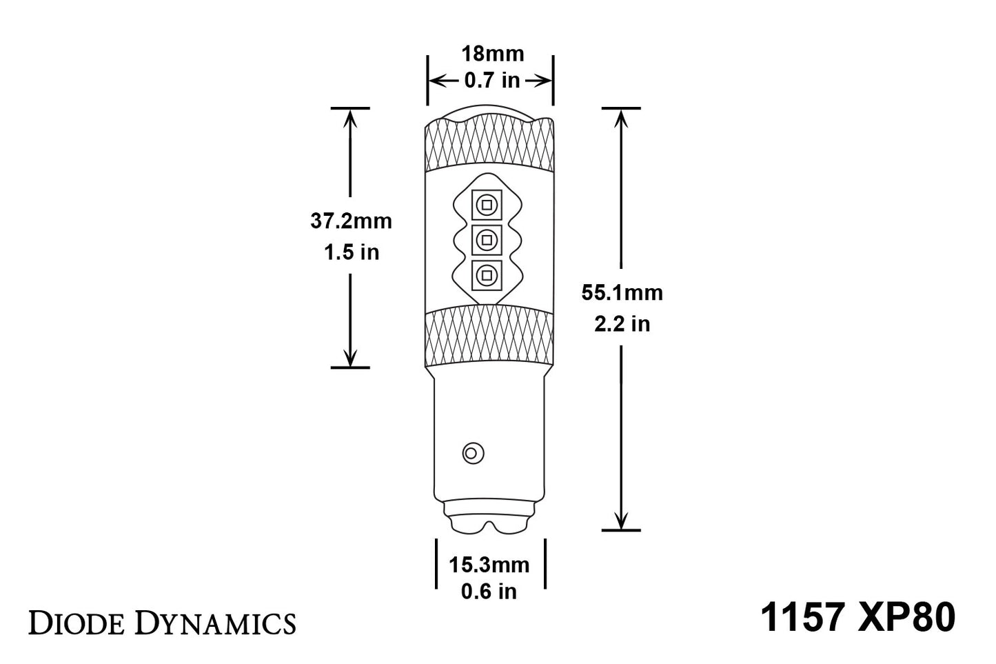 Bombilla LED 1157 XP80 LED ámbar de un solo diodo dinámico