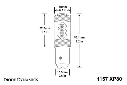 Bombilla LED 1157 XP80 LED ámbar de un solo diodo dinámico