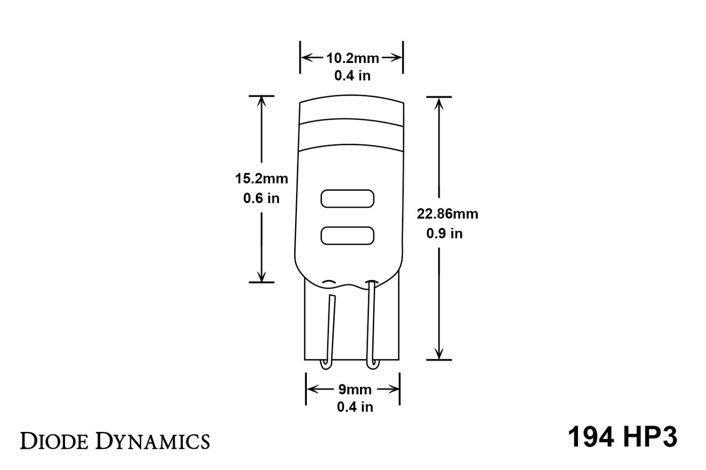 194 LED Bulb HP3 LED Blue Single Diode Dynamics