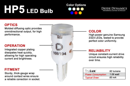 194 LED Bulb HP5 LED Amber Pair Diode Dynamics