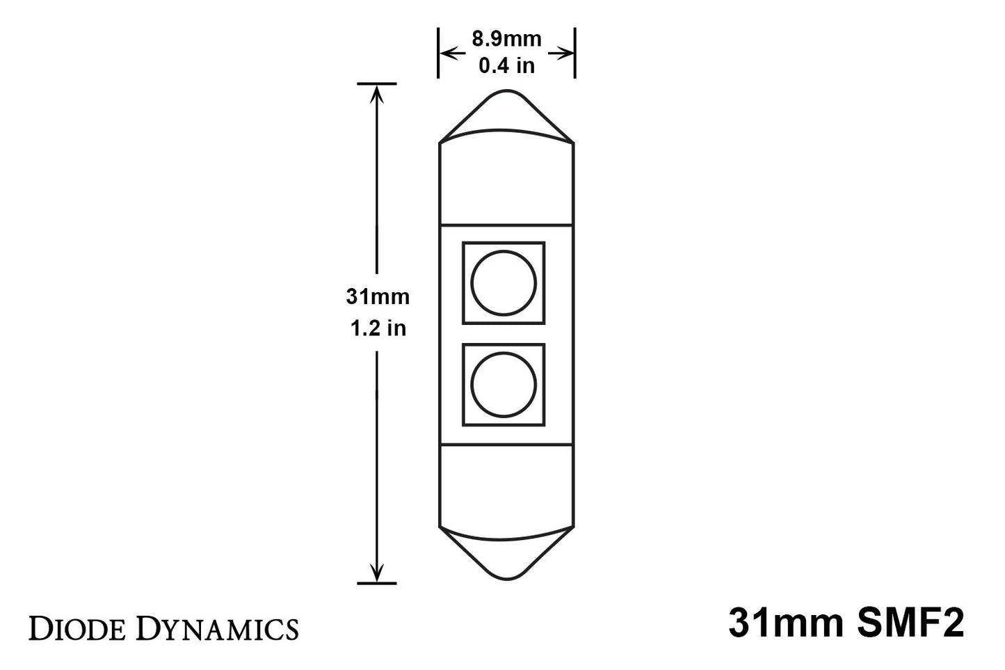 Bombilla LED SMF2 de 31 mm con par de diodos verdes dinámicos