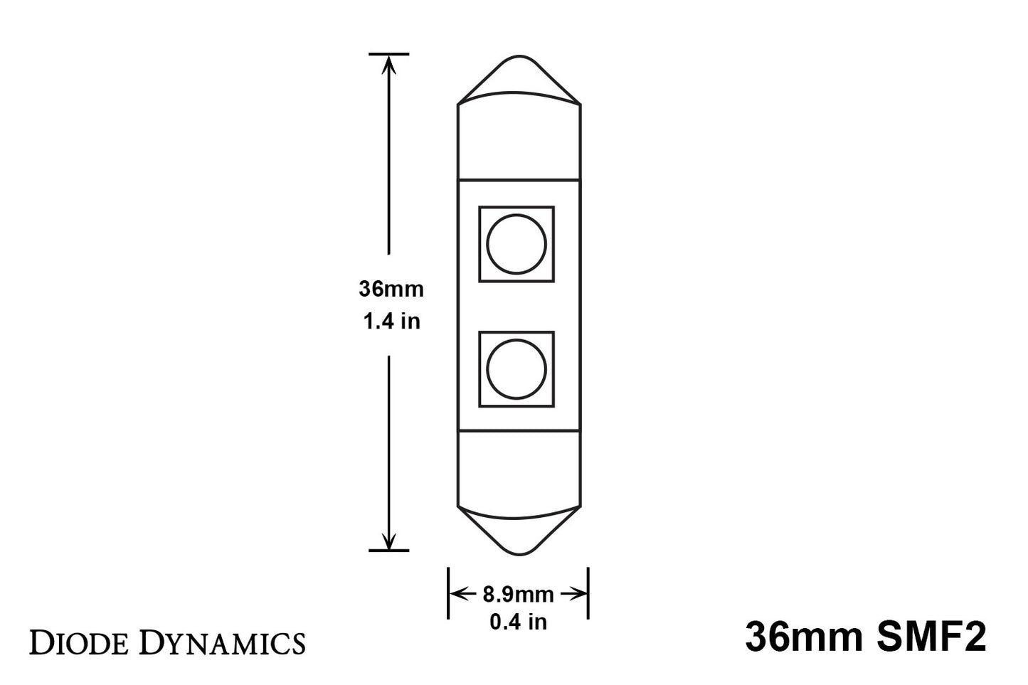 36 mm SMF2 LED-Lampe, blau, Einzeldiode, Dynamik