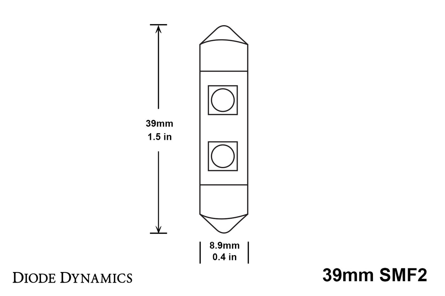 39 mm SMF2 LED-Lampe, blau, Einzeldiode, Dynamik