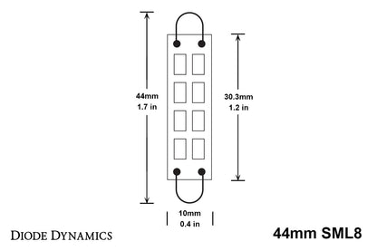 44 mm SML8 LED-Lampe Blau Einzeldiode Dynamics