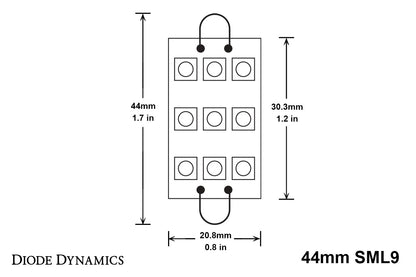 44 mm SML9 LED-Lampe, bernsteinfarbenes Paar, Diode Dynamics