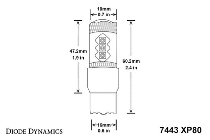 7443 LED Bulb XP80 LED Amber Pair Diode Dynamics