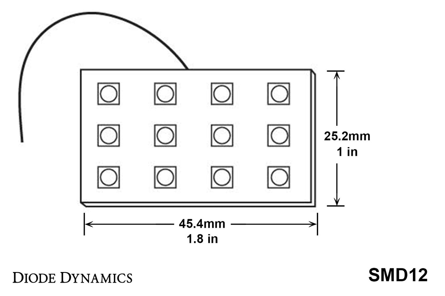 LED Board SMD12 Amber Single Diode Dynamics