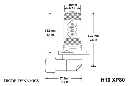 H10 XP80 LED Cool White Pair Diode Dynamics