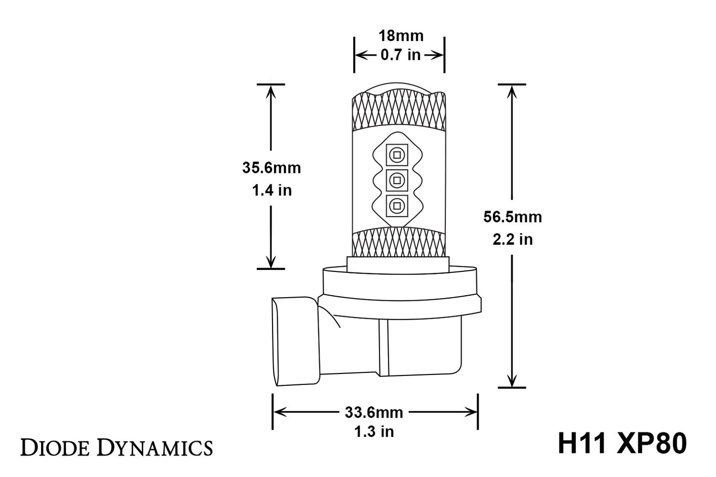 H11 XP80 LED Cool White Pair Diode Dynamics