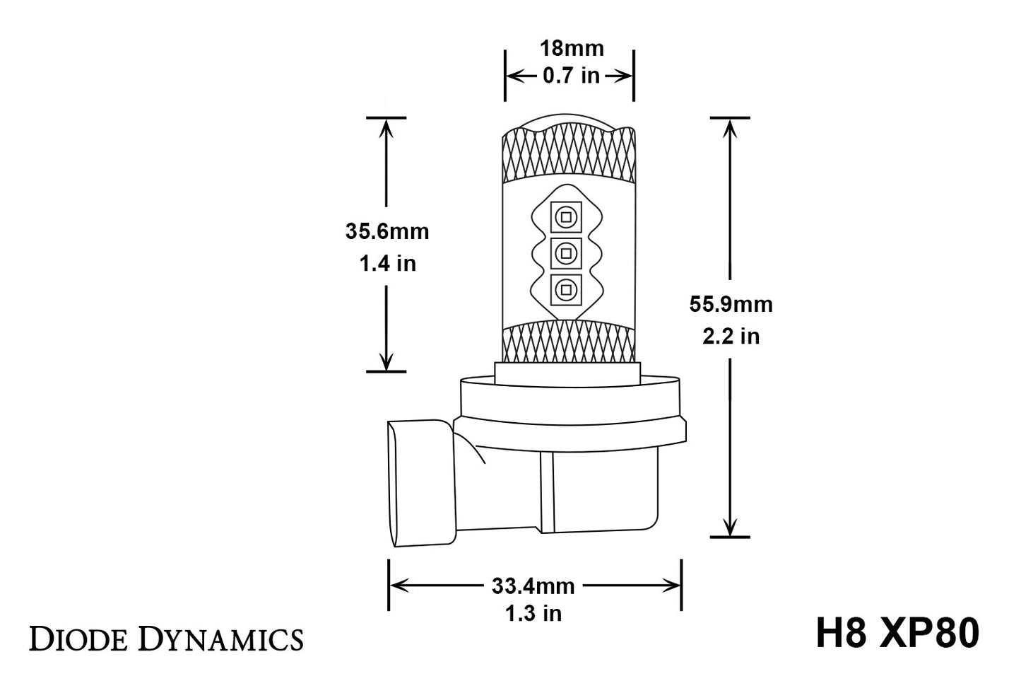 H8 XP80 LED Cool White Pair Diode Dynamics