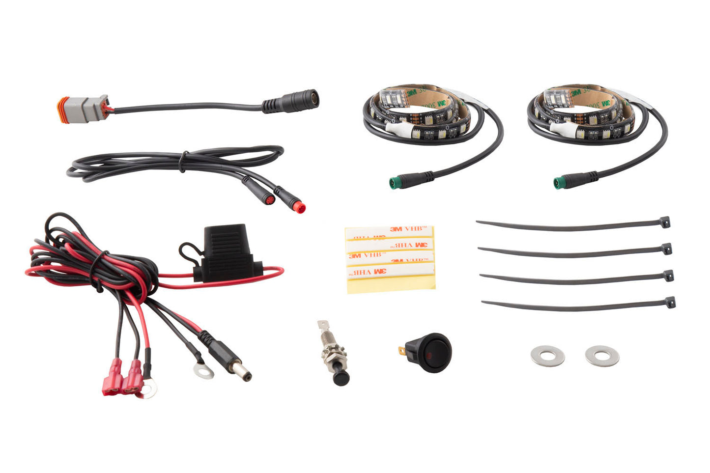 Kit de tiras de compartimento de motor RGBW de 2 piezas con diodos multicolores dinámicos