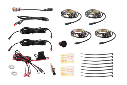 Kit de tiras de compartimento de motor RGBW de 4 piezas con diodos multicolores dinámicos