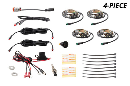 Kit de tiras de compartimento de motor RGBW de 4 piezas con diodos multicolores dinámicos