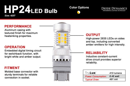 4257 HP24 LED Bulb Cool White Switchback Single Diode Dynamics