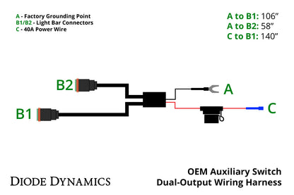 OEM Auxiliary Switch Dual-Output Wiring Harness Diode Dynamics