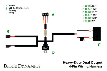 Heavy Duty Dual Output 3-way 4-pin Wiring Harness