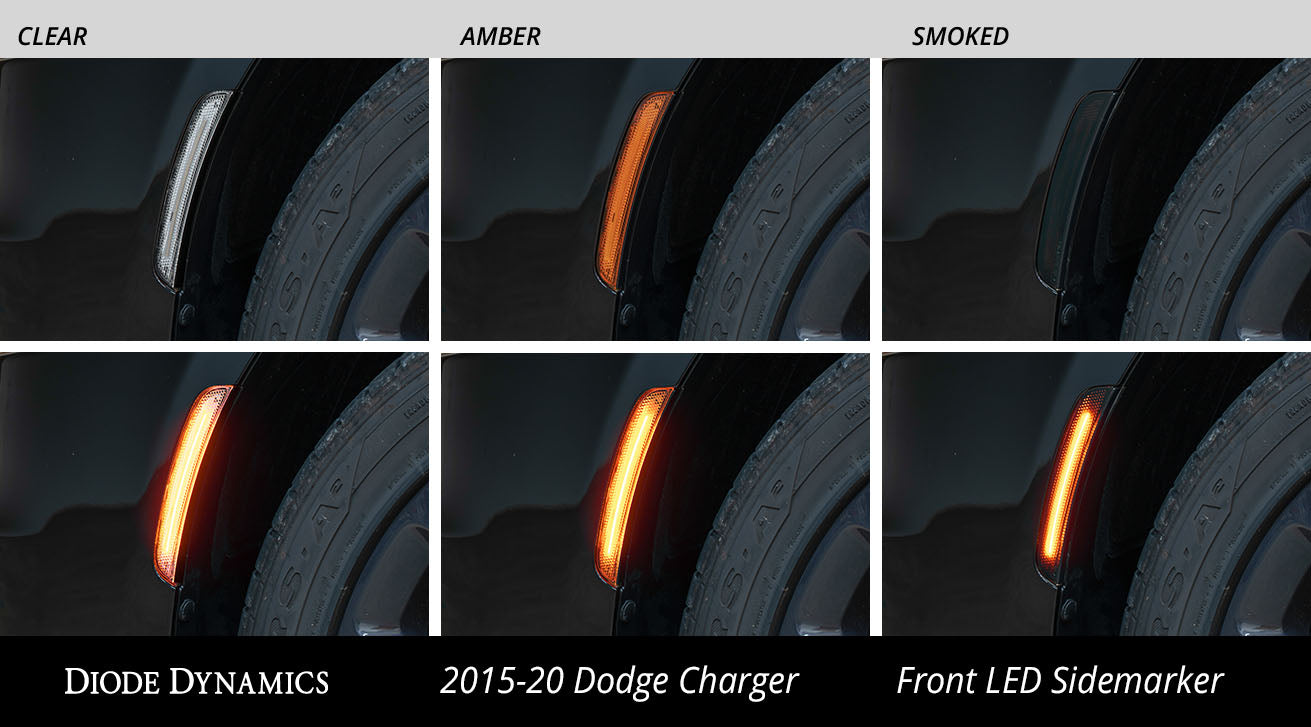 LED Sidemarkers for 2015-2021 Dodge Charger, Smoked (set)