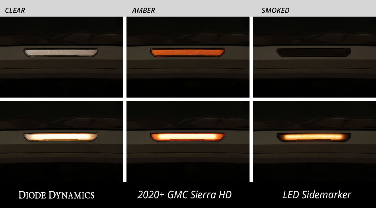 LED Sidemarkers for 20-21 Sierra 2500/3500 HD Clear Set Diode Dynamics