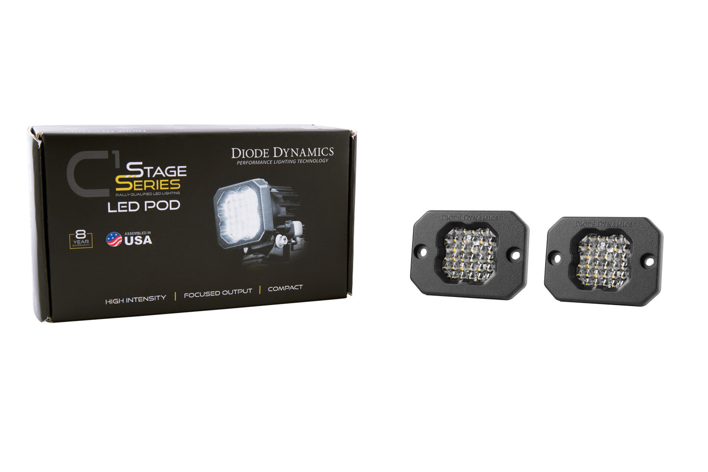 Stage Series C1 LED Pod Sport White Flood Flush WBL Pair Diode Dynamics