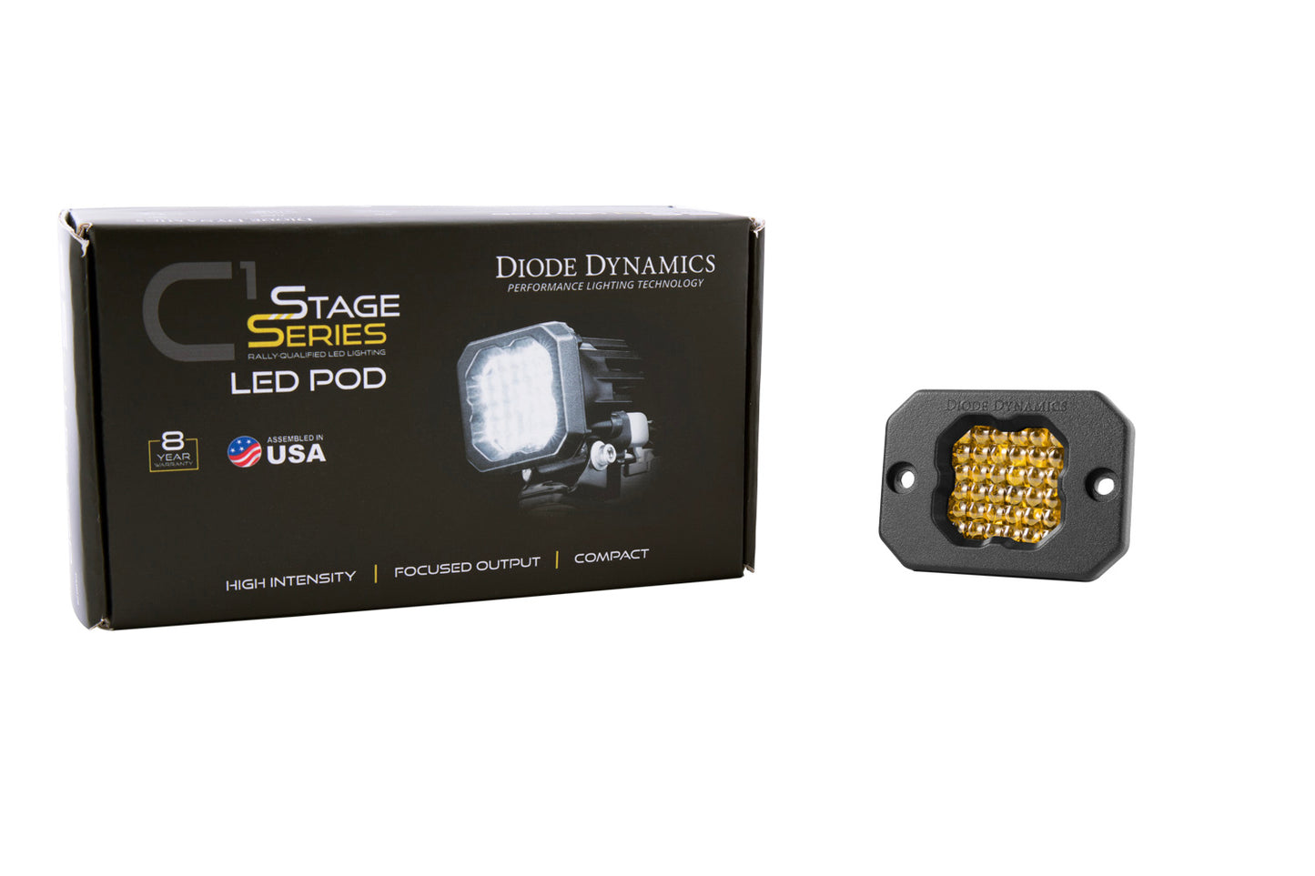 Stage Series C1 LED Pod Sport Yellow Flood Flush ABL Each Diode Dynamics