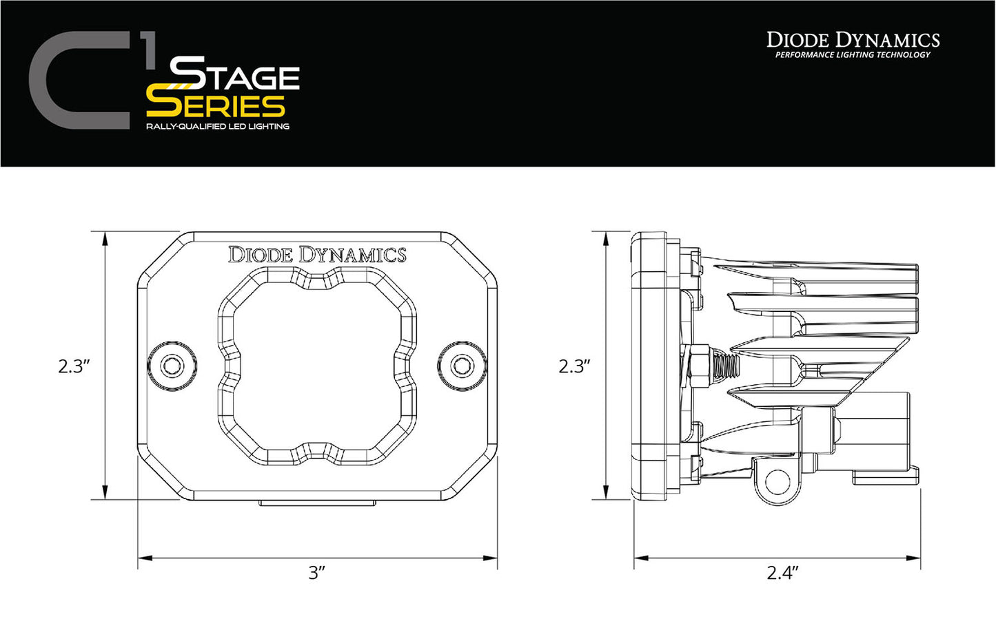 Stage Series C1 LED Pod Sport Yellow Flood Flush ABL Each Diode Dynamics