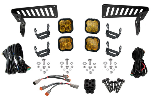 SS3 LED-Halterungssatz für die Motorhaube für Jeep JL Wrangler/Gladiator 2018–2021, Gelb Sport