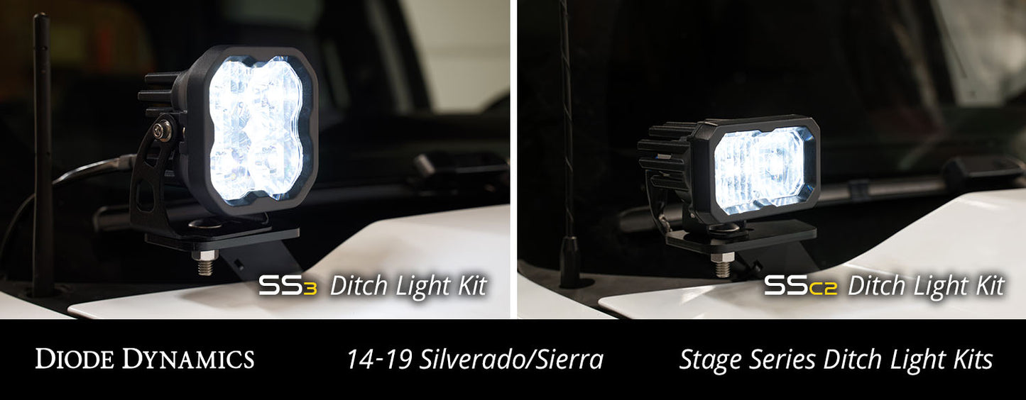 Ditch Light Brackets for 2014-2019 Chevrolet Silverado 1500 Diode Dynamics