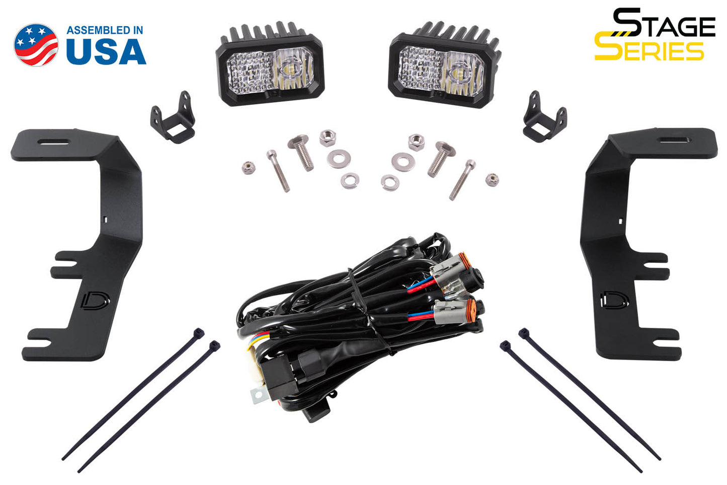 SS3 LED Ditch Light Kit for 2014-2019 GMC Sierra 1500, Sport White Combo Diode Dynamics