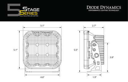 SS5 LED Pod Sport Yellow Spot Single Diode Dynamics