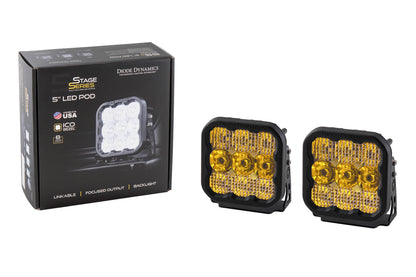 SS5 LED Pod Sport Yellow Flood Pair Diode Dynamics